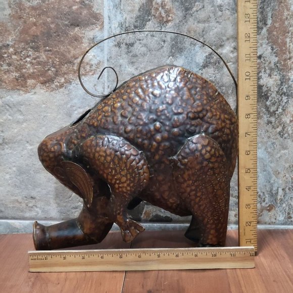 Vintage Metal Elephant Hammered Copper Water Can - Picture 9 of 15